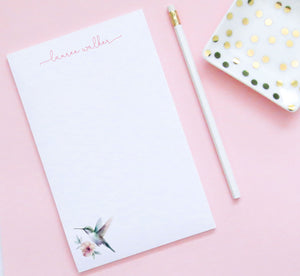 Colorful Hummingbird Watercolor Personalized Stationery Notepad