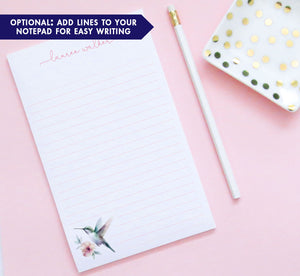 Colorful Hummingbird Watercolor Personalized Stationery Notepad