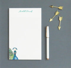 Vibrant Peacock Personalized Stationery Notepad For Women