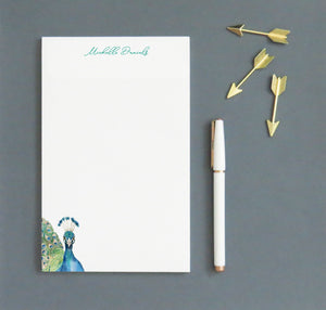 Vibrant Peacock Personalized Stationery Notepad For Women