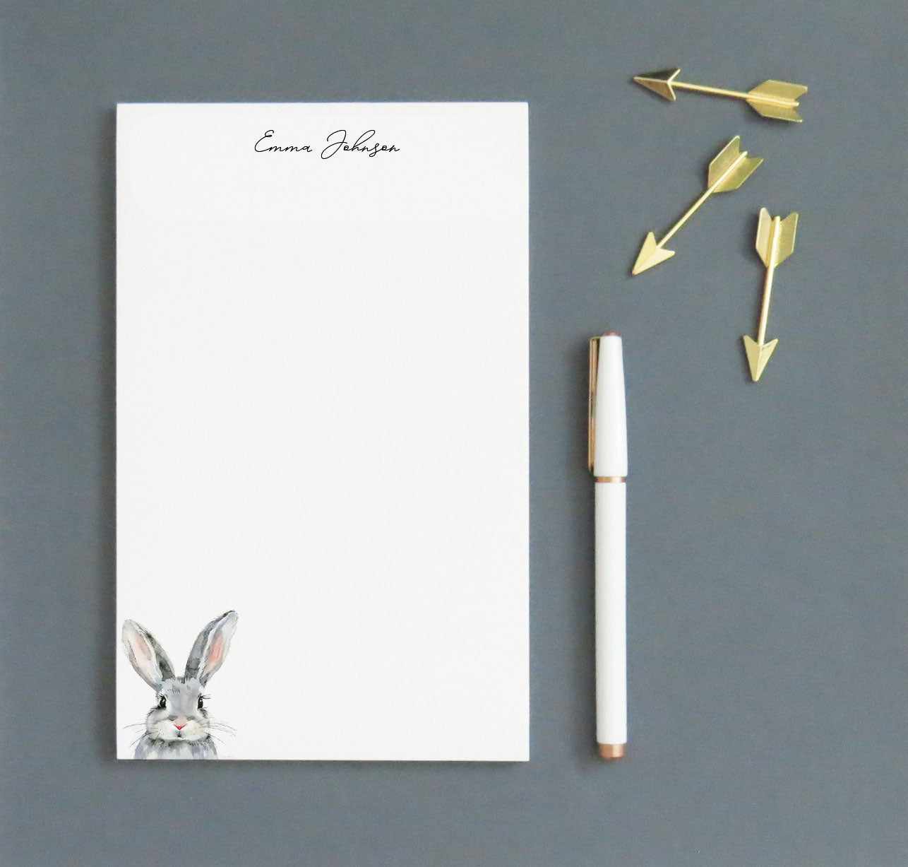 Simple Watercolor Bunny Custom Notepads For Letter Writing