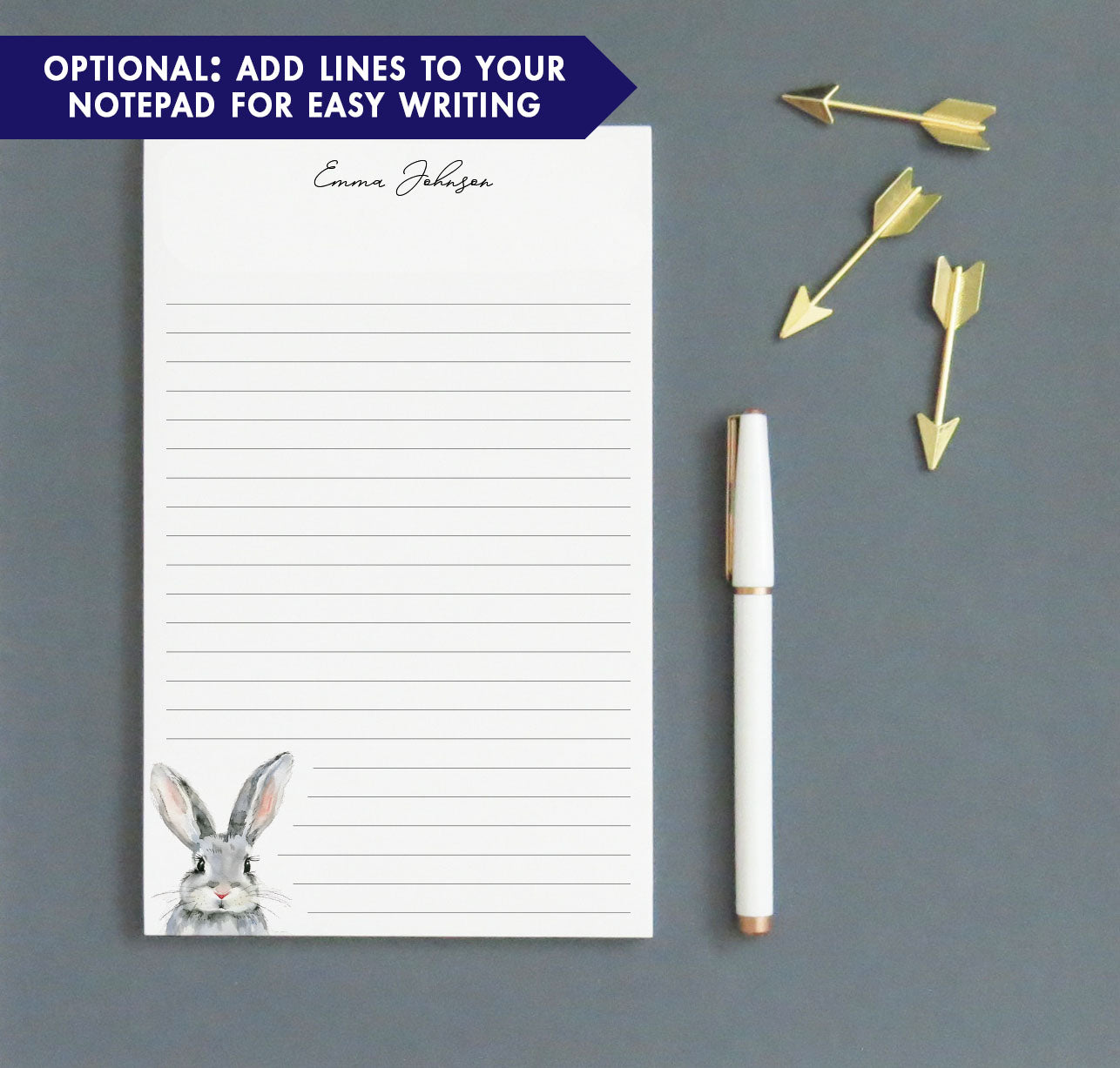 Simple Watercolor Bunny Custom Notepads For Letter Writing