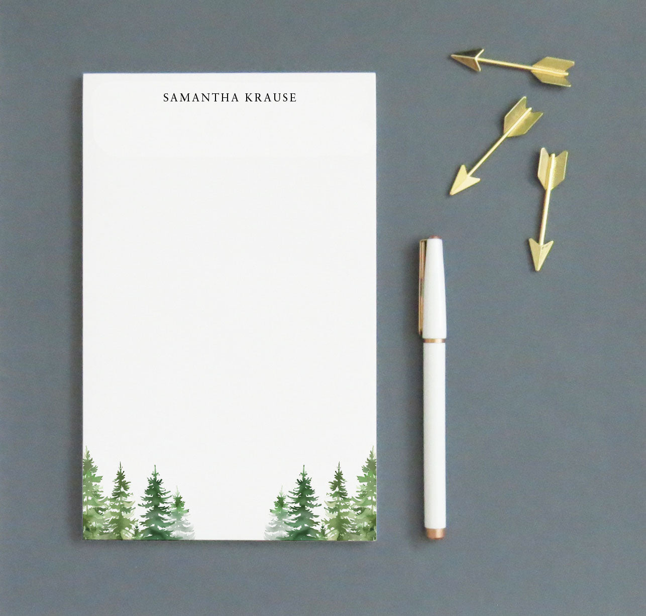 Minimalistic Custom Stationery Notepad With Greenery 
