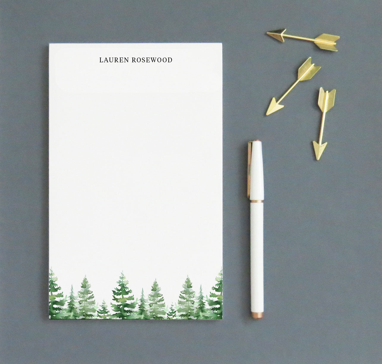Modern Watercolor Personalized Stationery Notepad With Trees