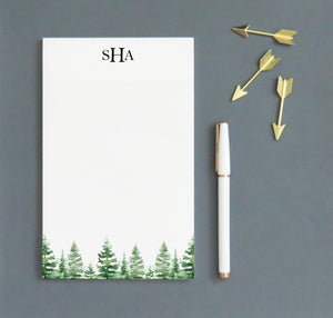 Rustic Personalized Monogrammed 3 Initial Notepad With Trees