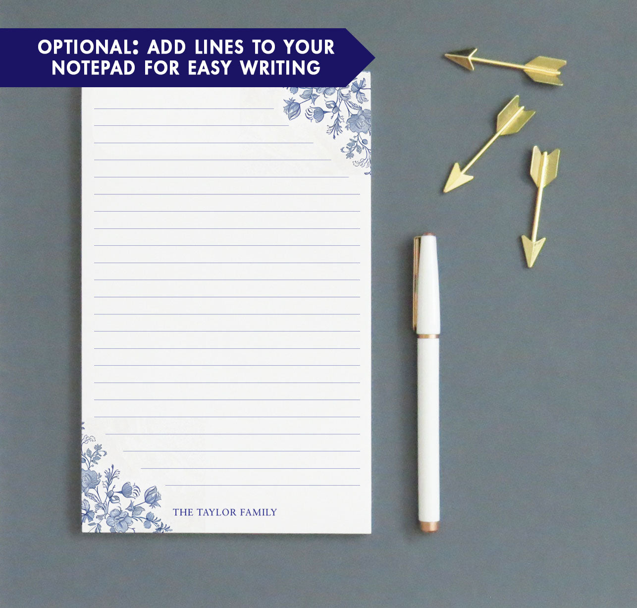 Elegant Chinoiserie Custom Family Stationery Note Pad 