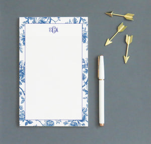 Botanical Chinoiserie Custom Monogram Stationery Notepad