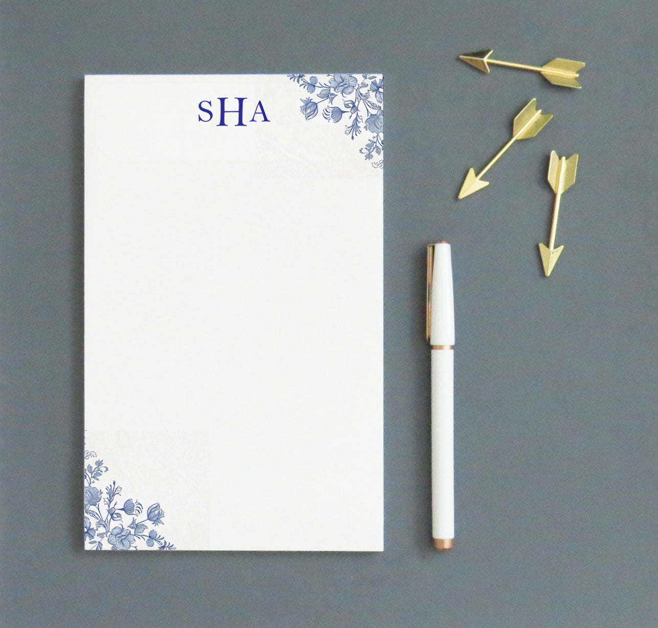 Blue And White Chinoiserie Monogram Notepads Stationery 