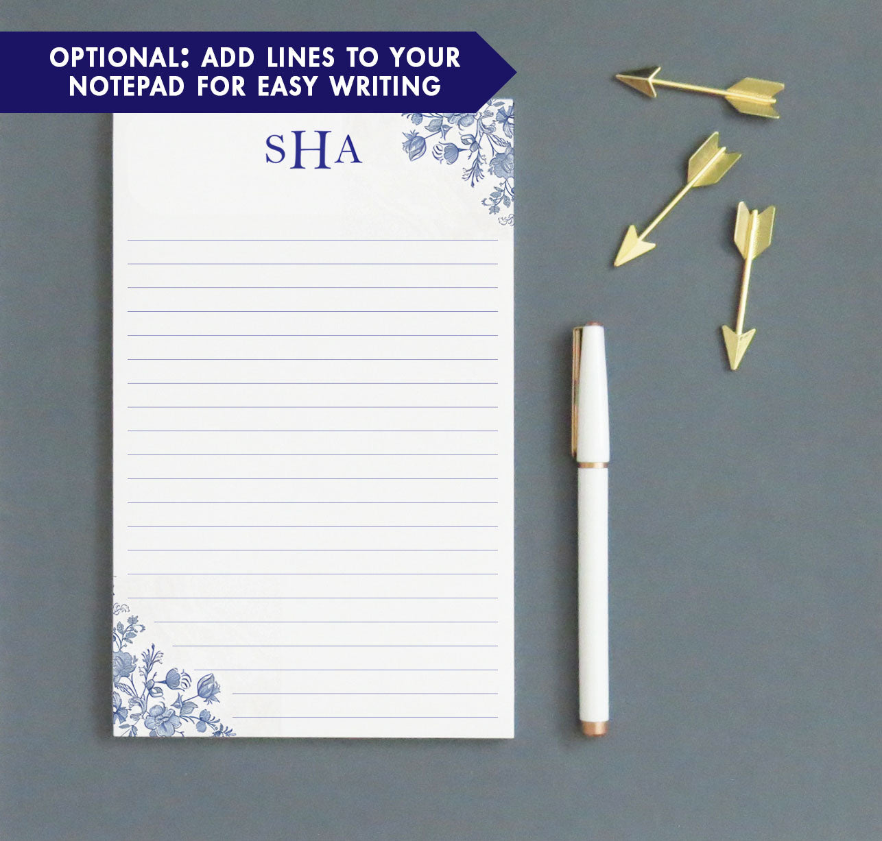 Blue And White Chinoiserie Monogram Notepads Stationery 