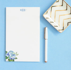 Blue Hydrangea Customized Monogrammed Notepad With Initials 