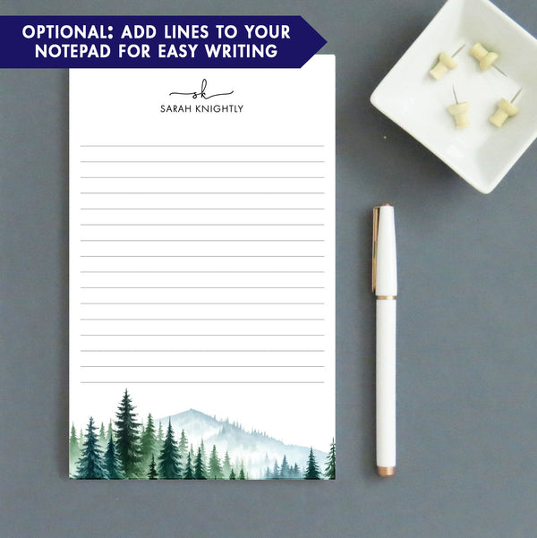 Nature Inspired Monogrammed Personalized Notepad With Trees - Modern ...