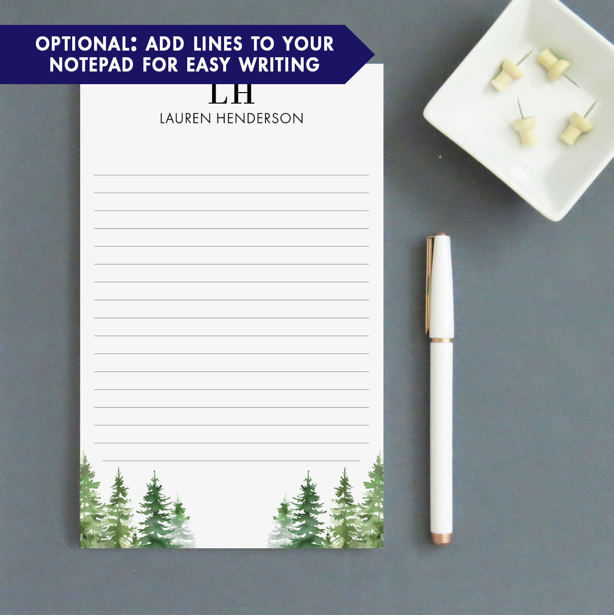 Greenery Monogrammed Stationery Notepads With Initials