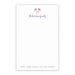 Personalized Family Stationery Notepad With American Flag