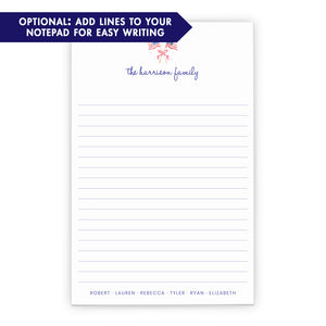 Personalized Family Stationery Notepad With American Flag