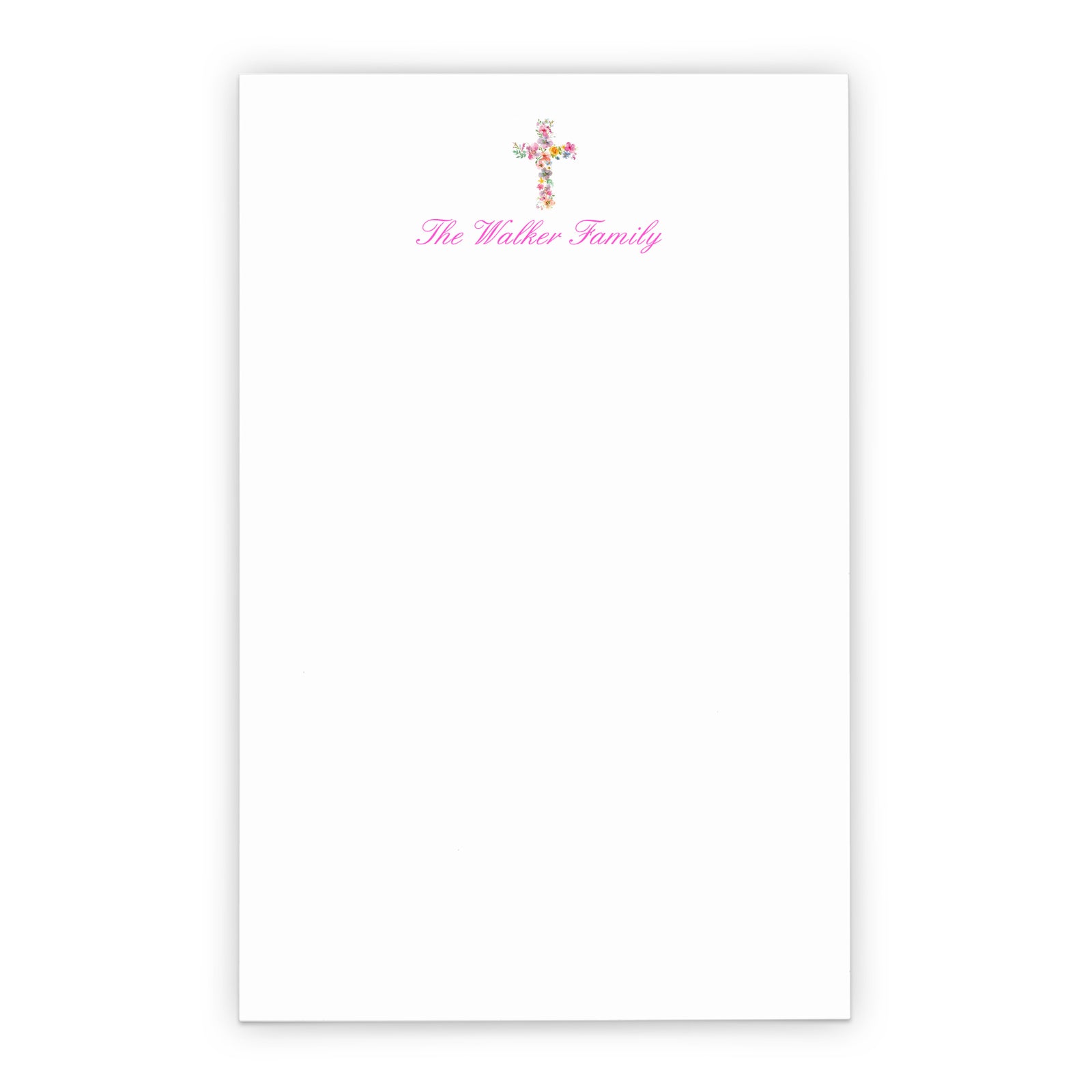 Vibrant Floral Personalized Family Notepads With Cross