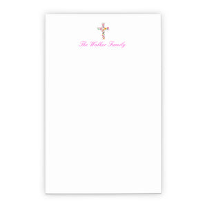 Vibrant Floral Personalized Family Notepads With Cross