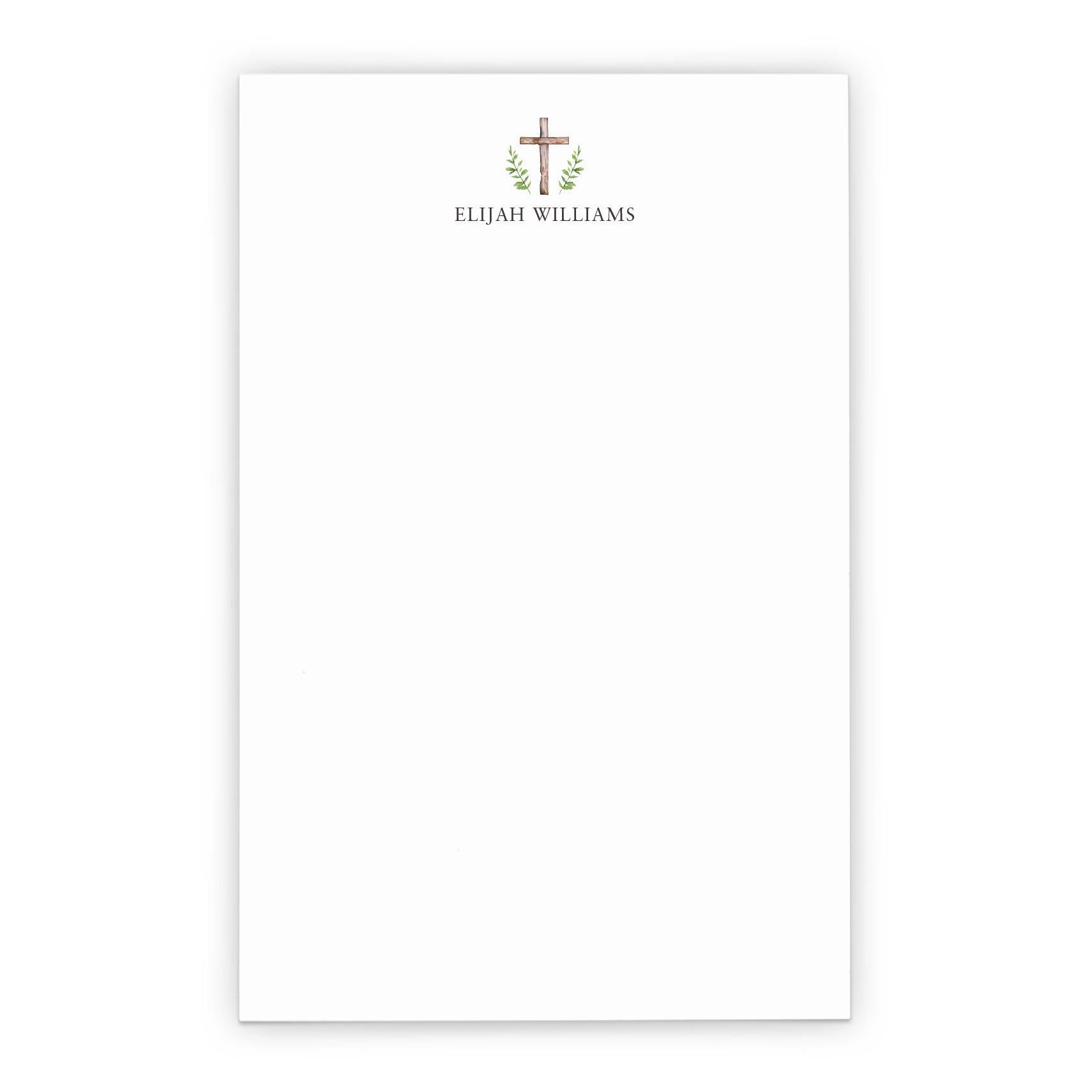 Personalized Religious Stationery Notepad With Greenery - Modern Pink Paper personalized-religious-stationery-notepad-with-greenery-modern-pink-paper