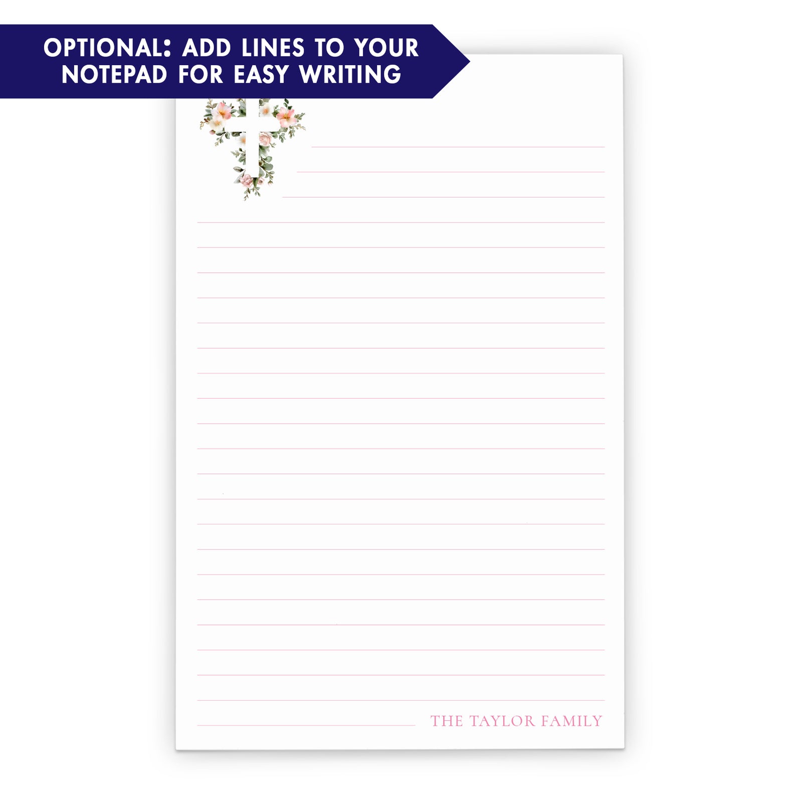 Elegant Custom Family Stationery Note Pad With Florals 