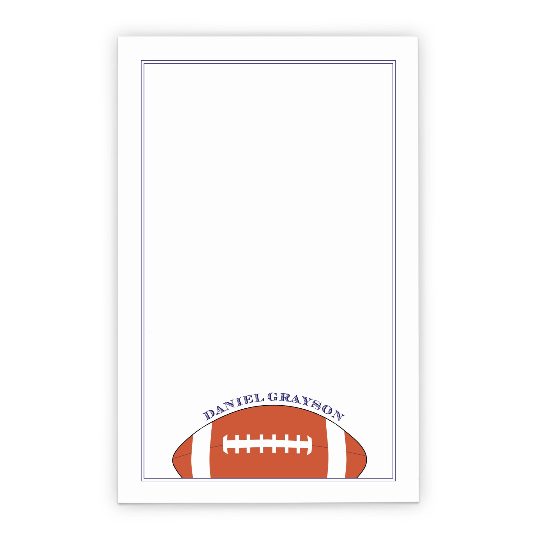 Personalized Football Themed Stationery Notepad With Name