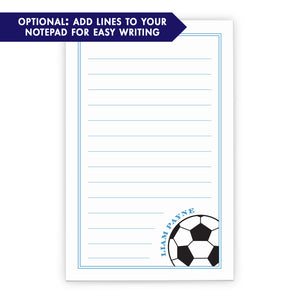 Fun Personalized Soccer Stationery Notepad With Name