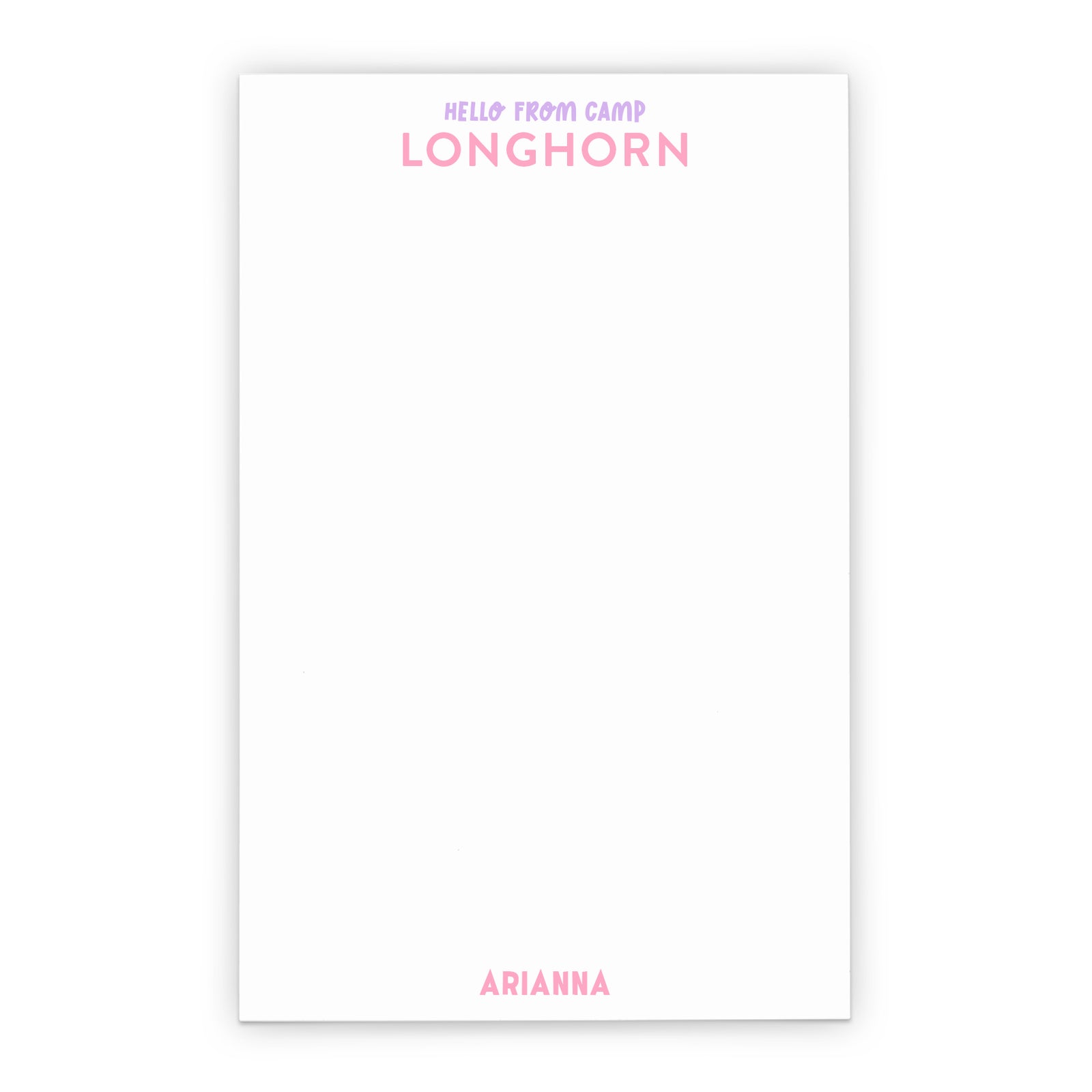 Girls Personalized Camp Stationery Writing Paper With Name