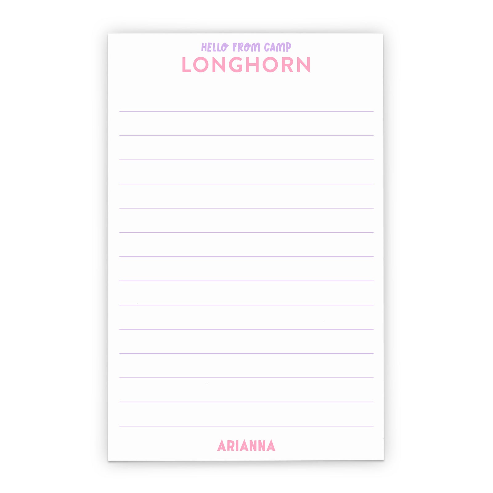 Girls Personalized Camp Stationery Writing Paper With Name