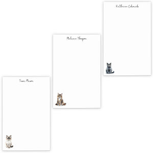 Cute Watercolor Personalized Cat Themed Notepads With Name