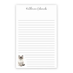 Cute Watercolor Personalized Cat Themed Notepads With Name