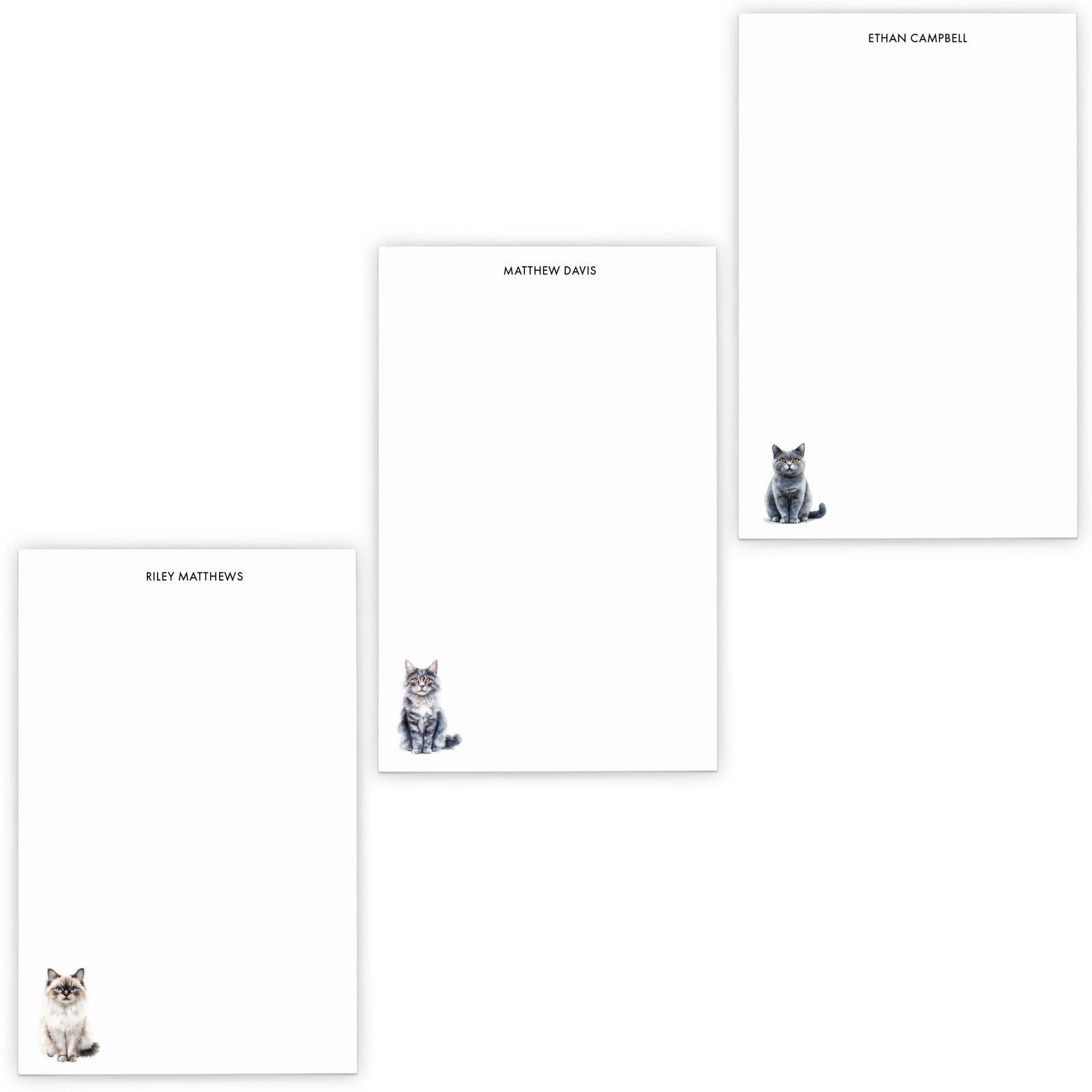 Simple Personalised Cat Stationery Notepad Sets For Adults