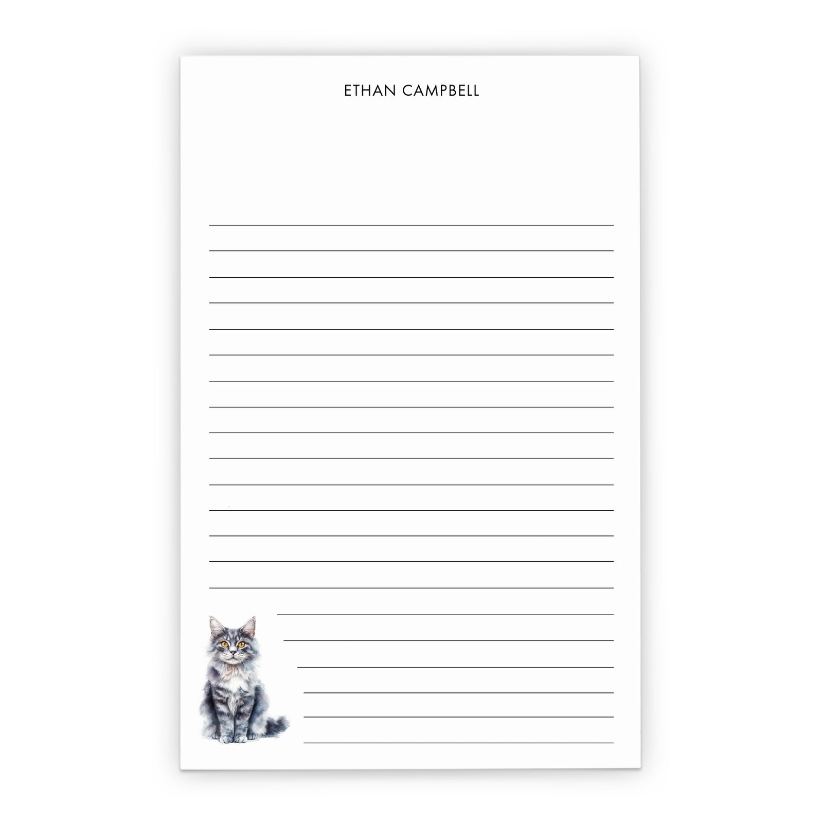 Simple Personalised Cat Stationery Notepad Sets For Adults
