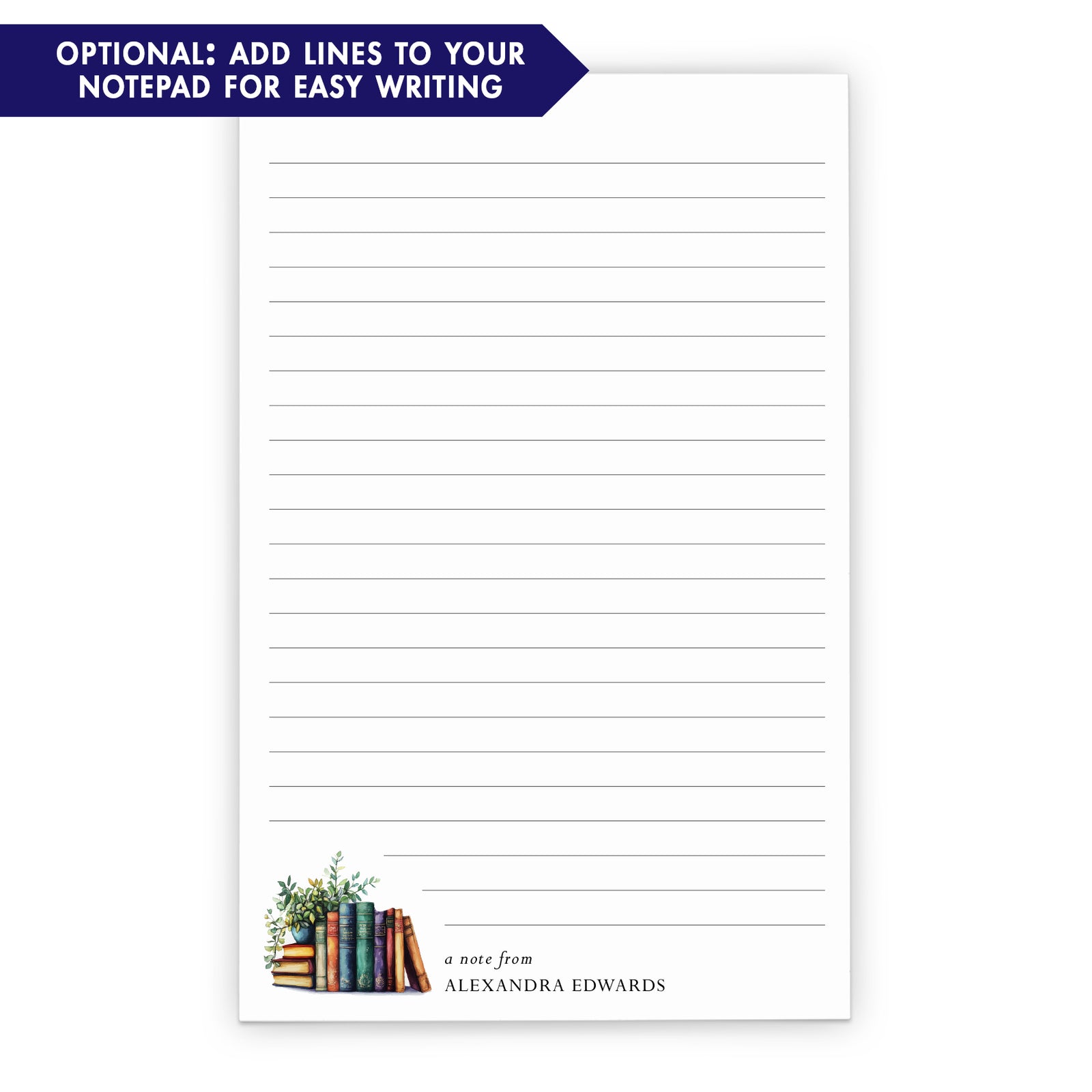 Book Lovers Personalized Stationery Notepad