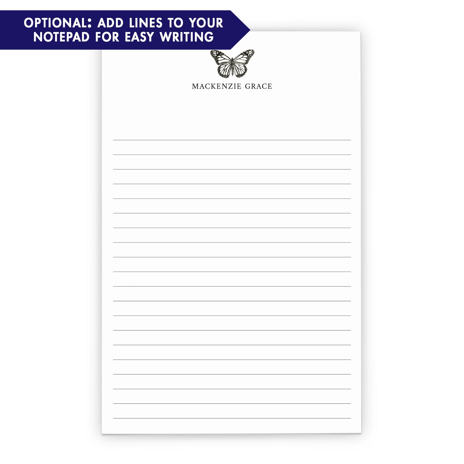 Butterfly Personalized Note Pads With Name