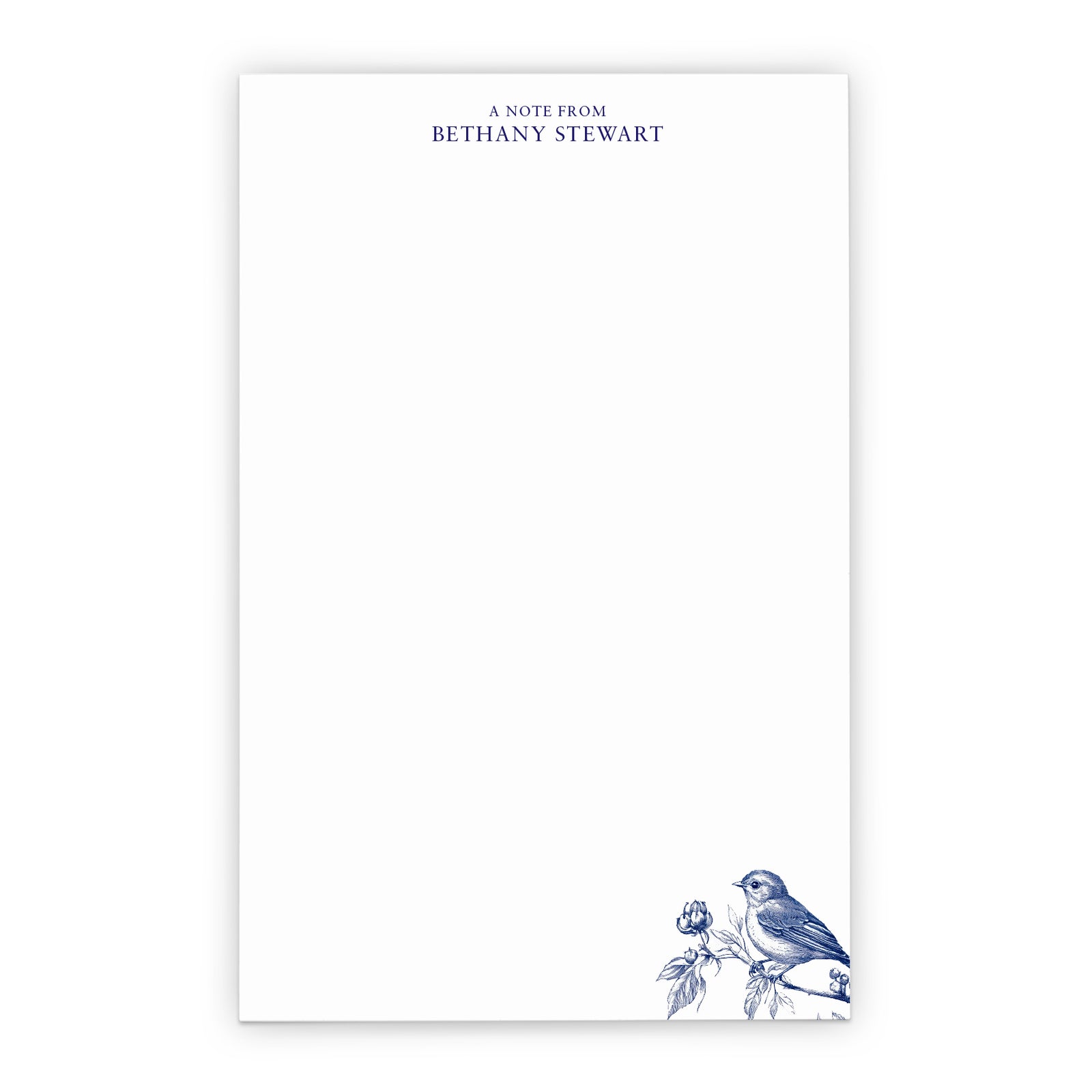 Blue Floral Personalized Note Pad For Writing