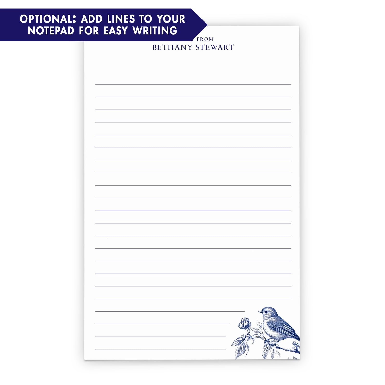 Blue Floral Personalized Note Pad For Writing
