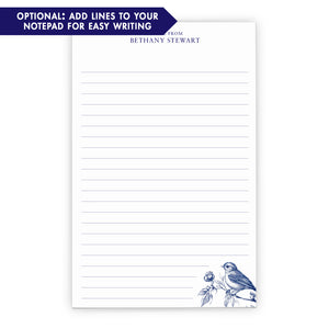 Blue Floral Personalized Note Pad For Writing