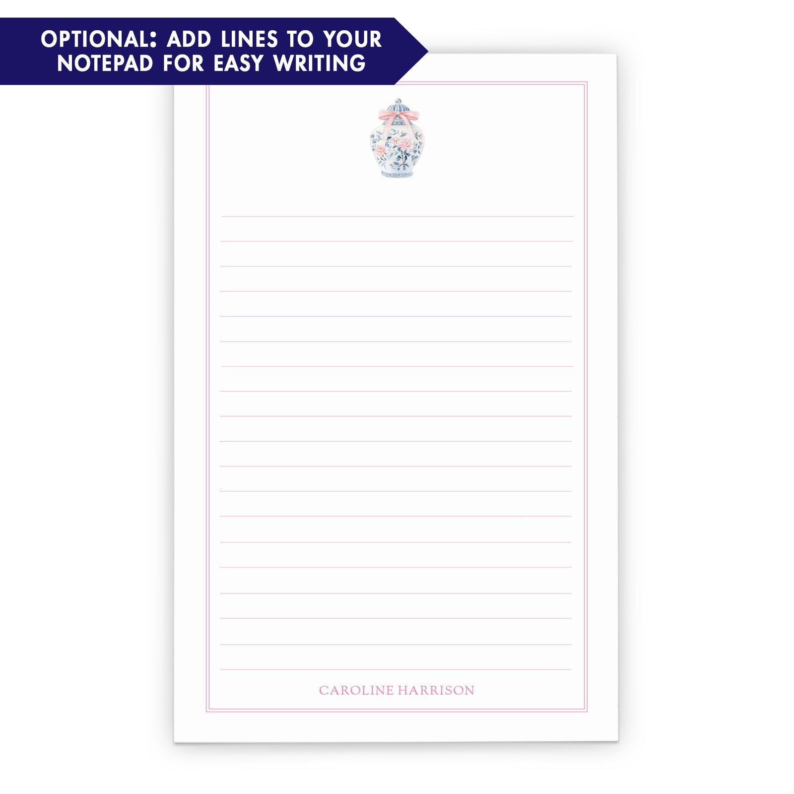 Ginger Jar Personalized Notepad With Border
