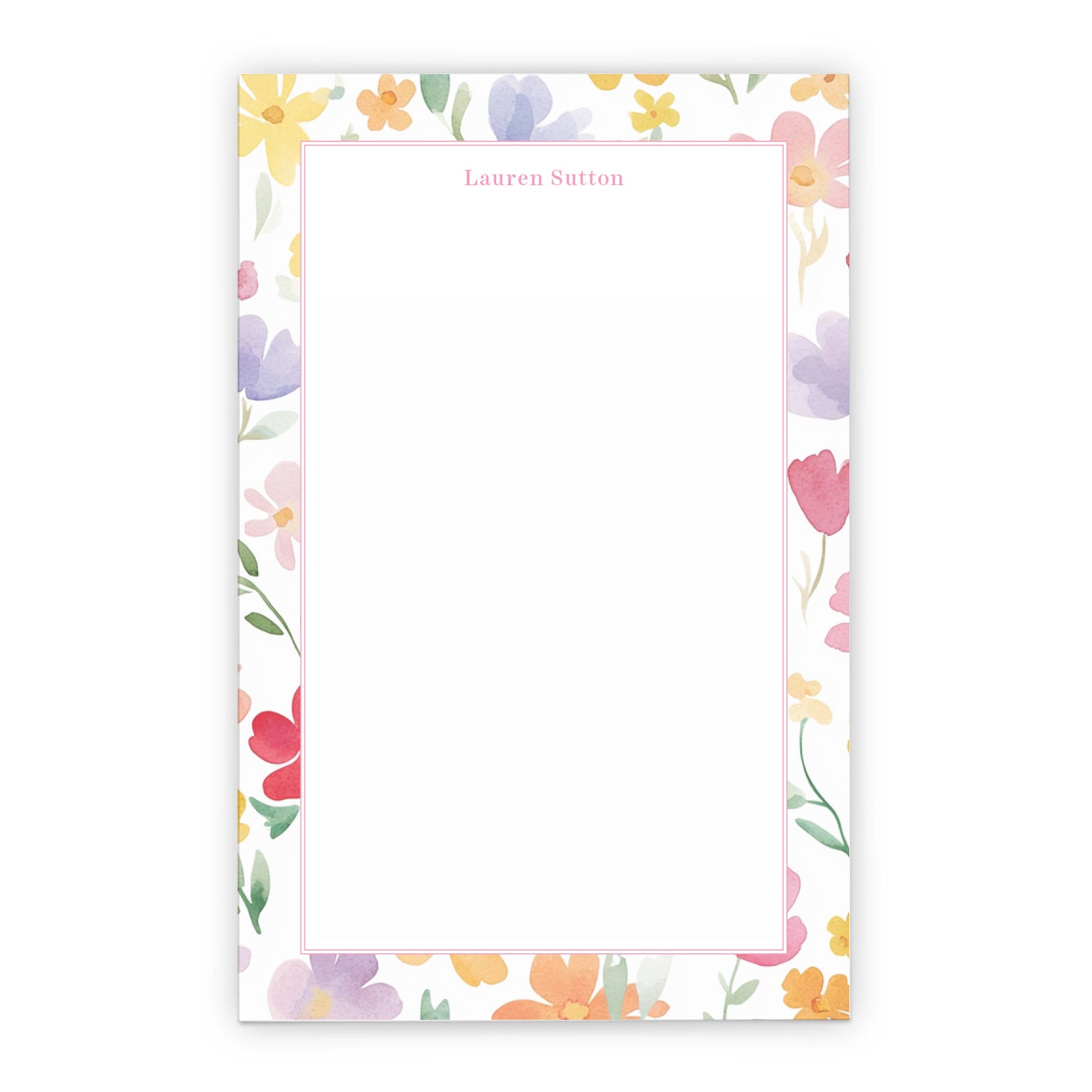 Colorful Floral Border Personalized Notepad