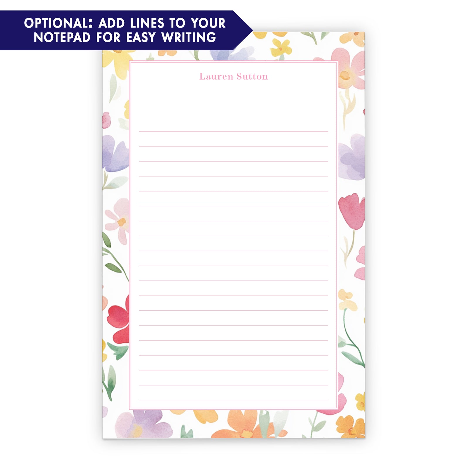 Colorful Floral Border Personalized Notepad
