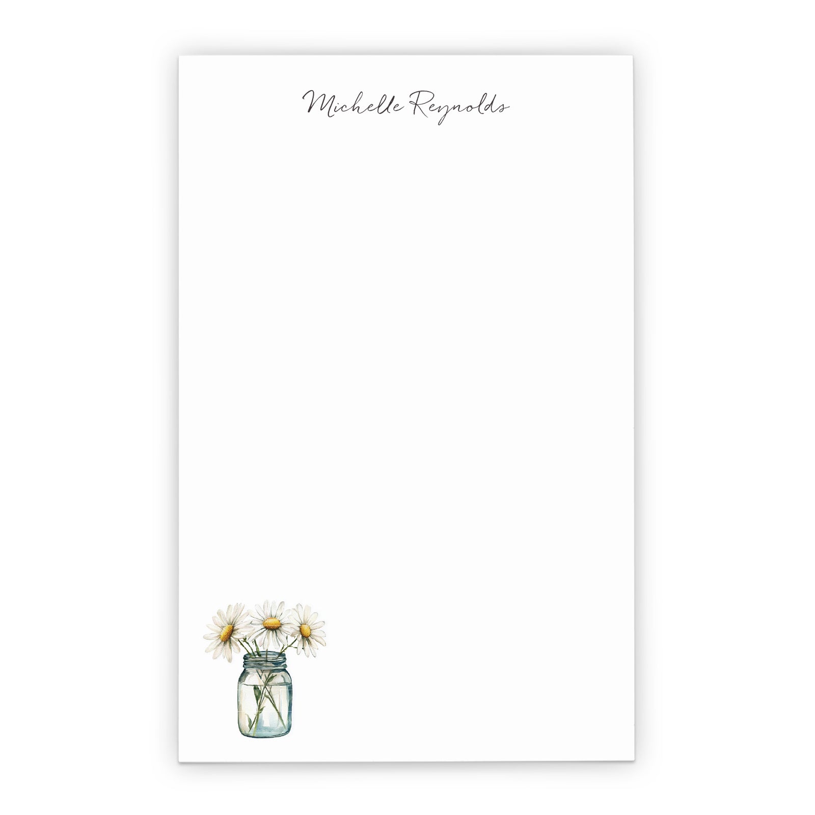 Mason Jar Daisy Personalized Notepad