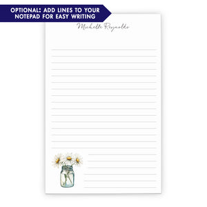 Mason Jar Daisy Personalized Notepad
