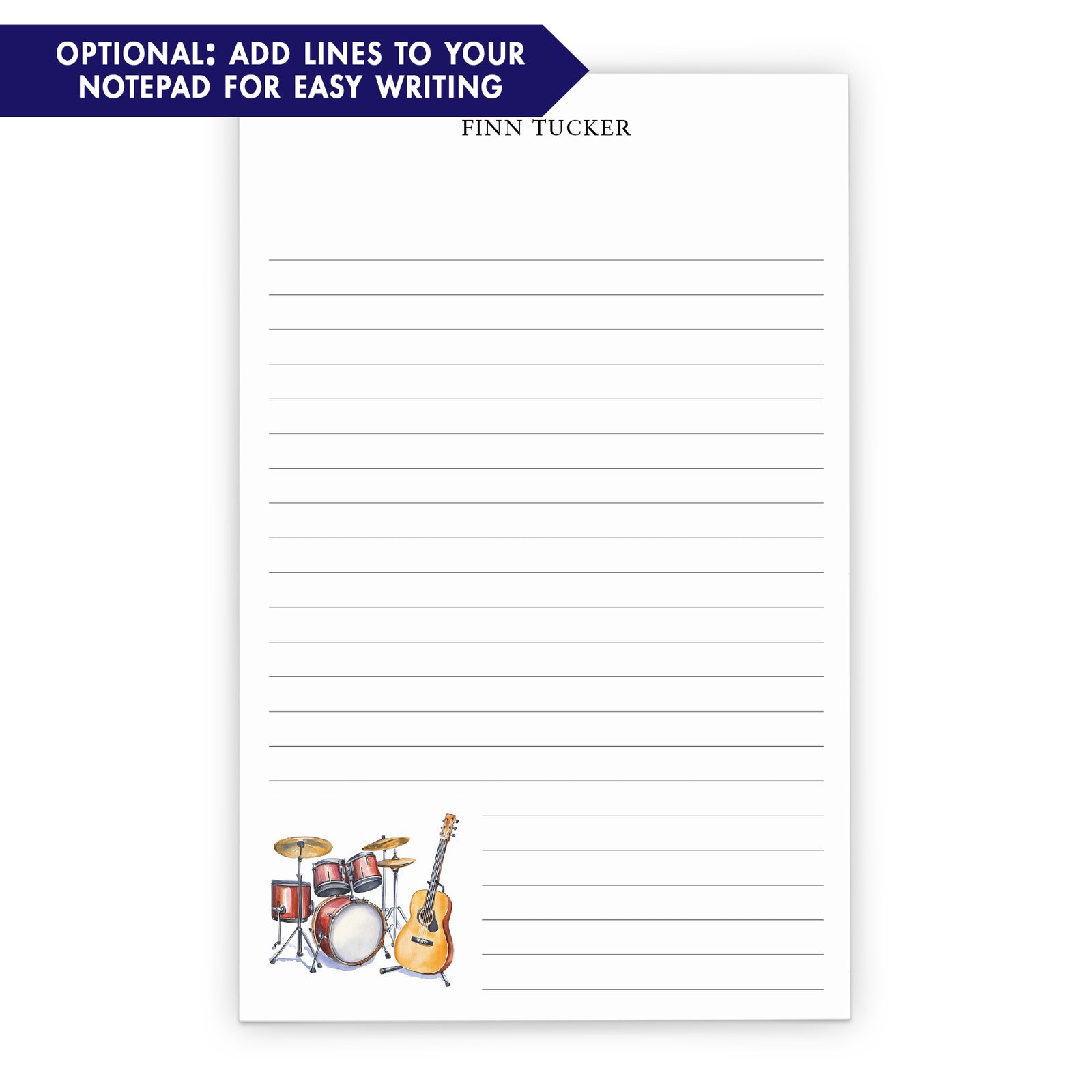 Music Personalized Notepad With Instruments