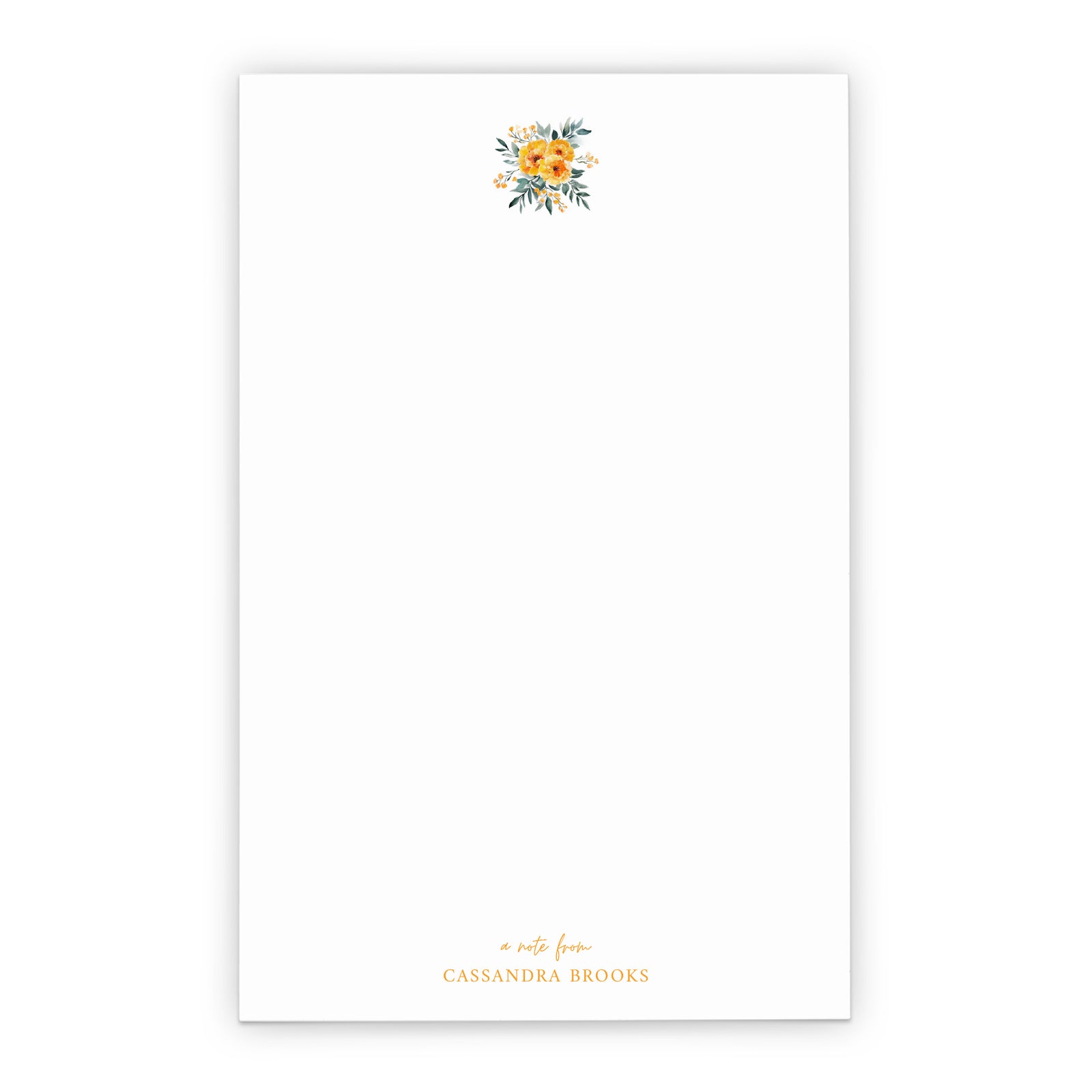 Orange Floral Personalized Notepad