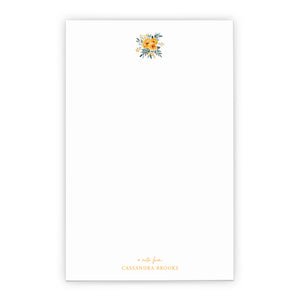Orange Floral Personalized Notepad