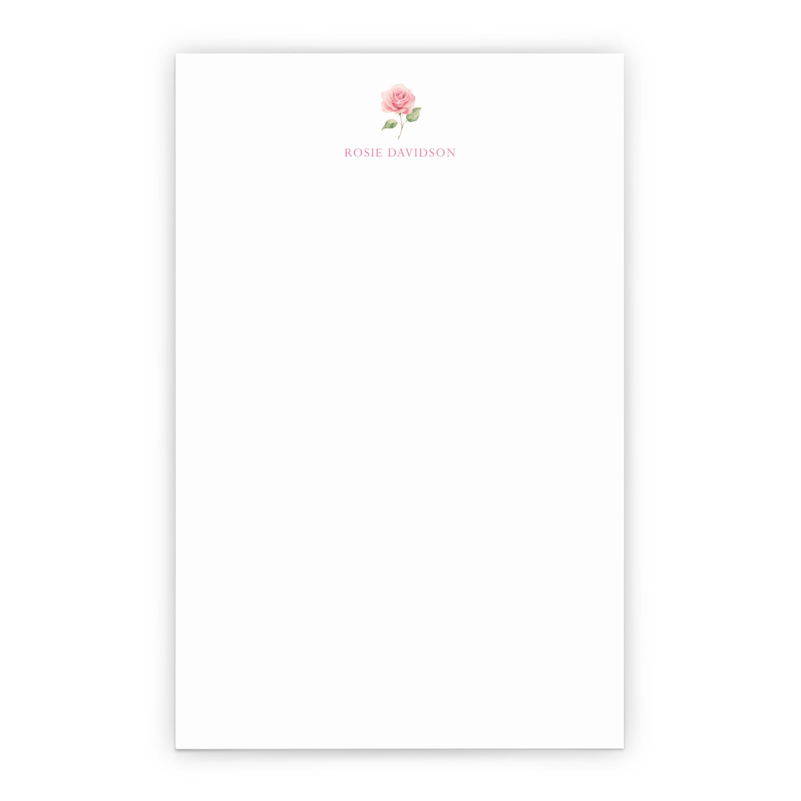 Pink Rose Personalized Notepad