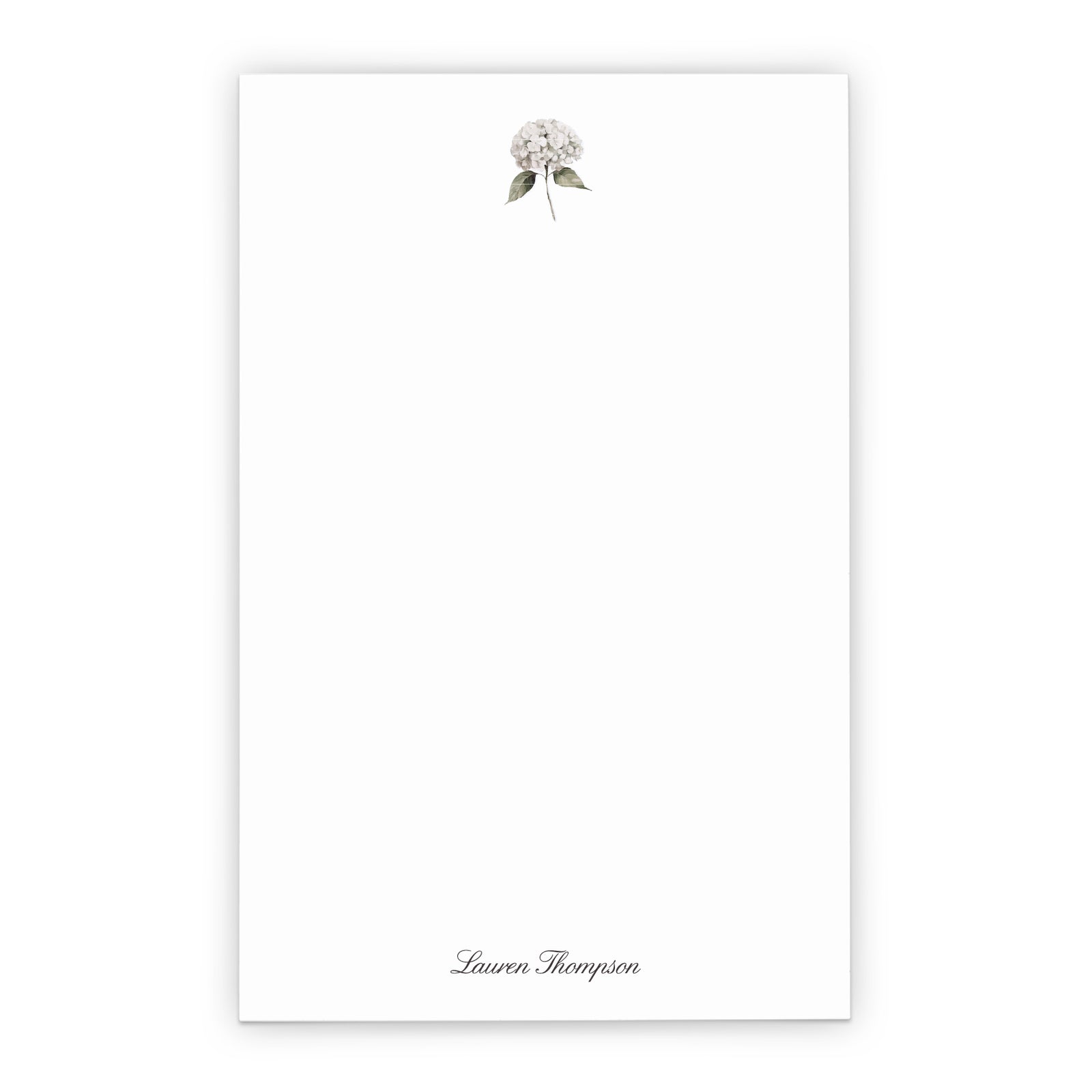 White Hydrangea Personalized Notepad