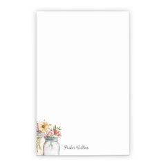 Mason Jar Floral Personalized Notepad