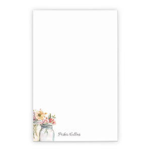 Mason Jar Floral Personalized Notepad