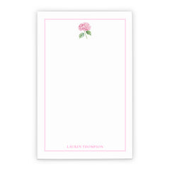 Pink Hydrangea Personalized Notepad With Border