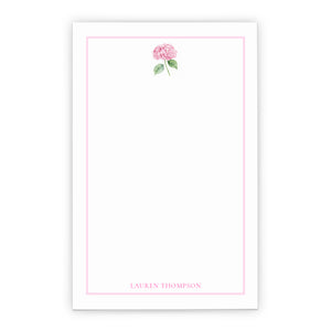 Pink Hydrangea Personalized Notepad With Border