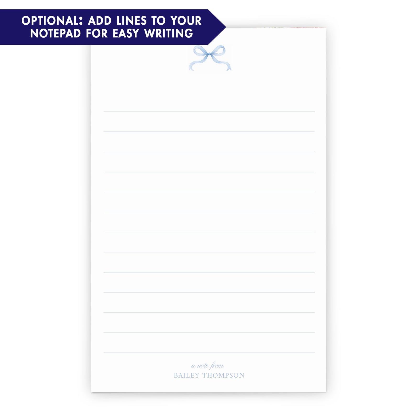 Blue Bow Personalized Notepad